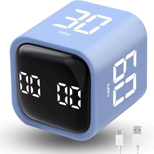 LUCKY TIME Productivity Timer Gravity Cube Timer Countdown & Countup Timer | Mute & Vibrate & Sound Flip Timer Cube，5/10/30/60min & Custom Timing for ADHD Work Learning Kitchen Cooking