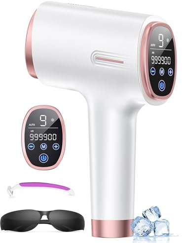 IPL Geräte Haarentfernung mit Kühlfunktion, Max 21J Laser-Haarentfernung, 9 Energiestufen, 600NM Rote Lichtwelle, Haarentfernungsgerät für Gesich Beine Achseln Damen, Rose