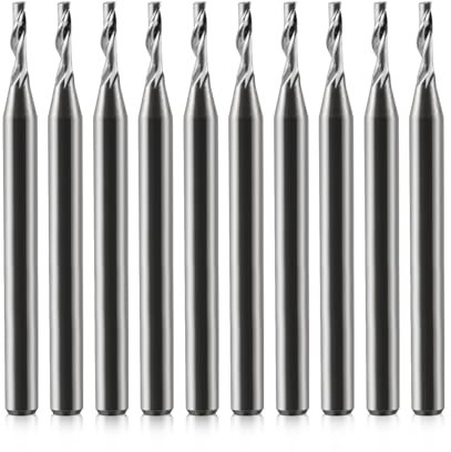 EU_HOZLY - Fresa de 3,175 mm, vástago único, ranura CNC, para mango de aluminio de 3,175 mm, longitud de corte de 6 mm, longitud total de 38 mm, fresadora CNC de aluminio, fresadora CNC, 10 unidades