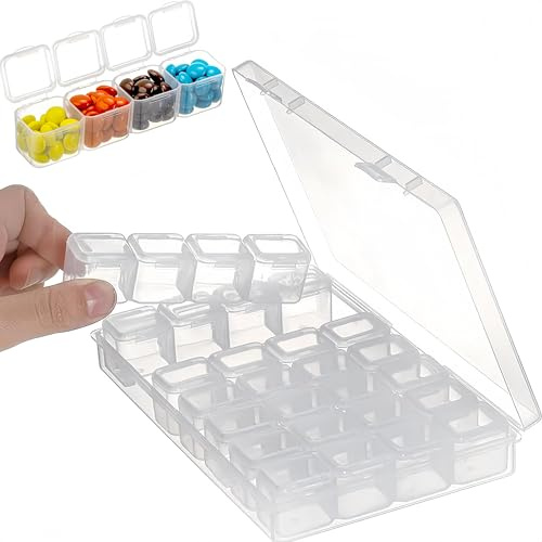 Kunstaufbewahrungsboxen, Diamant Kunsthandwerk Aufbewahrungsbox Kleine Aufbewahrungsbox mit Deckel mit Fächern Klarer Kunststoff Organizer Perlenschraube Aufbewahrungsboxen Schmuck Ohrring Container