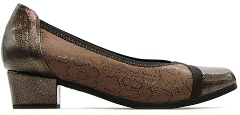 Doctor CUTILLAS - Zapato para Mujer,salón con tacón Ancho de 4cm,Sencillo,clásico,Plantilla Extraible,con Brillo para: Mujer Color: Marron Talla:37