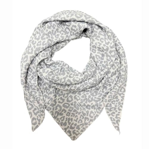 XL Écharpe triangulaire en tricot motif léopard printemps 100 % coton fabriqué en Italie mode écharpe triangulaire étole automne printemps foulard léopard