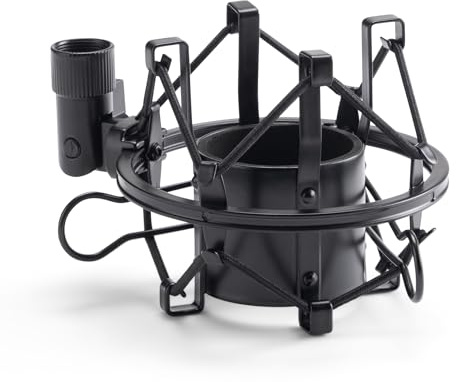 On-Stage MY410 Shock Mount for Studio Mics (42–48 mm) (Elastic Suspension Mount for Large-Diaphragm Condenser Microphones, Adjustable, Vibration Isolation, Steel Adapter, 5/8-27 Threading, Black)