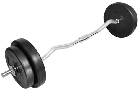 vidaXL Mancuerna con Barra Curvada y Cuatro Discos 30 kg Pesas de Musculación