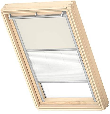 VELUX Original Dachfenster Duo Verdunkelungsrollo für SK08, Hellbeige, mit Grauer Führungsschiene
