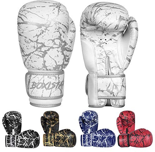 Athllete Youth & Adult Sparring Boxing Gloves - 12 oz White/Metallic Silver