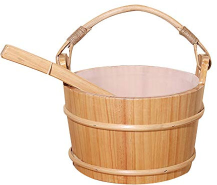 Dailymall 4L Sauna bucket Wooden Sauna Bucket with Ladle Sauna Starter Set Natural for Sauna Bathroom