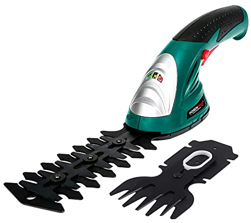 POSENPRO 7,2V Akku-Gras- und Strauchschere, 2 in 1 Handheld Elektrischer Grasschere, Akku-Heckenschere Rasenschere Comfortcut, 120 mm (Strauch) / 83 mm (Gras)