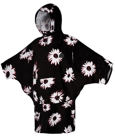 Mystic Womens Poncho or Changing Robe Towel for Beach Watersports & Surfing - Change Robe 21014- Black White