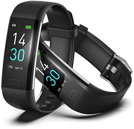 Makzib S5 Smart Bracelet Activity Tracker Watch with Pedometer, Heart Rate, Temperature Monitor Sleep Monitor Waterproof Smartwatch for Men, Women for Androids IOS (Black)