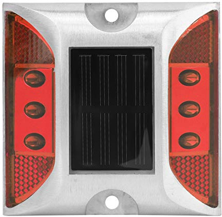 OUKENS Luces de señalización de tierra de energía solar LED, reflector de carretera LED, lámpara de punta de carretera de camino de entrada al aire libre impermeable(rojo)