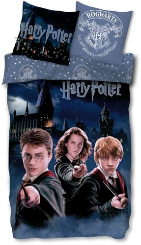 SkyBrands Harry Potter sängkläder 135 x 200 80 x 80 örngott Hogwarts [vändmotiv-2 designer] 100 % bomull testad för skadliga ämnen Oeko-Tex standard tysk storlek