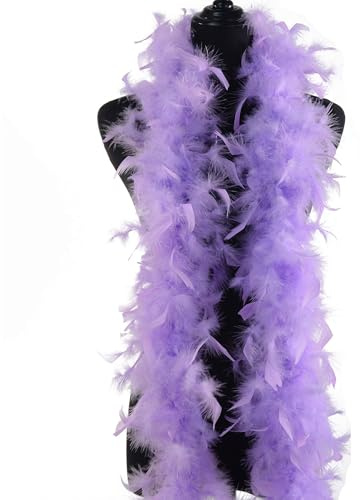 CYCFMYYLY Colorful Feather Boa, 2 Meters Long - Approx 60 G. for Crafts Fluffy Purple Feather Boa DIY Girl's Fancy Dress Accessories Christmas Carnival, Dancing Wedding Party