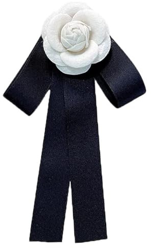 Broche de lazo con lazo y flores de camelia, preatado, para corbata, corbata de cuello, alfileres de solapa para mujeres y niñas, elegantes flores, traje, camisa, cuello, corbata, ropa, accesorios