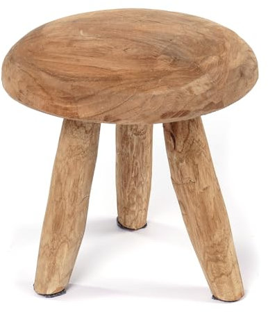 CREEDWOOD tabouret Klara en Bois Acajou | 28 cm, Petit Melk, Appui Rond pour Fleurs et Plantes, Bois Naturel