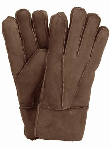 Harrys-Collection Damen Herren Handschuh aus Echtem Lammfell, Farben:nugat, Handschuhgröße:M