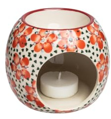 Lámpara de aceite aromática Tranquillo Flor de gres con estampado a mano y motivos de filigrana, 10 x 10 x 8 cm
