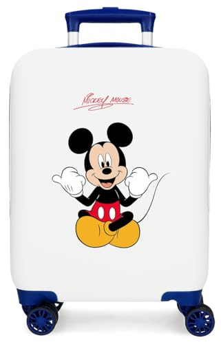 Disney Mickey Cheerlful Equipaje- Equipaje para niños, Niños, Cheerlful Cierre de combinación Lateral 4 Ruedas Equipaje de Mano está Fabricada en ABS, un Material rígido y Ligero.