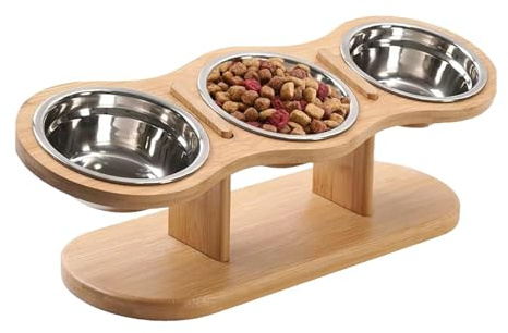 ETUCYNG Set di 3 ciotole per gatti, set di ciotole per cibo e acqua per animali domestici, supporto ortopedico per alimenti per animali domestici, mangiatoia per gatti con 3 ciotole per gatti e