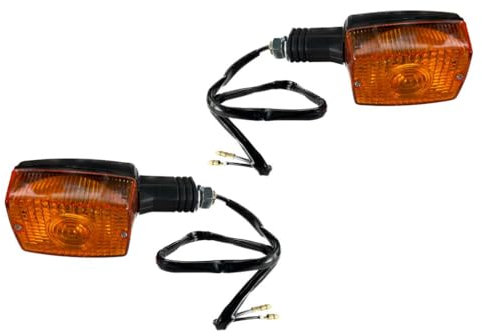Streetparts24 2x Motorrad Blinker 12V Halogen – E-Geprüft – Eckig, Schwarz/Orange – M12 Gewinde – Universal passend für Honda, Yamaha, Suzuki, Kawasaki, KTM, Vespa, Aprilia