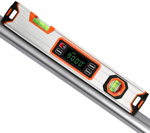 eOUTIL 15.7-Inch Digital Torpedo Level & Angle Finder – IP54 Waterproof Inclinometer with Backlit LCD, V-Groove Magnetic Base, 0.1° Accuracy – for Construction, Woodworking, Metalworking（Orange)