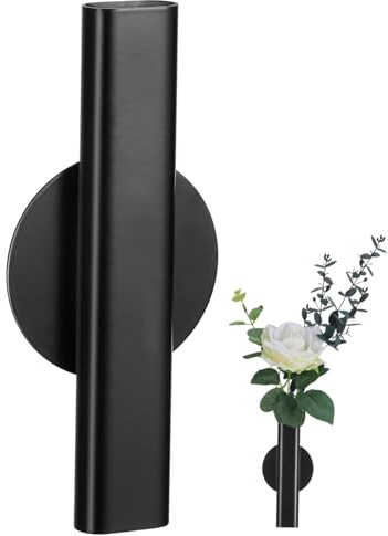 OSOLADY Jarrón Decorativo de Metal para Pared, Tubo de Flores Montado en Pared, Negro, o Artificiales, Hogar y Fiesta