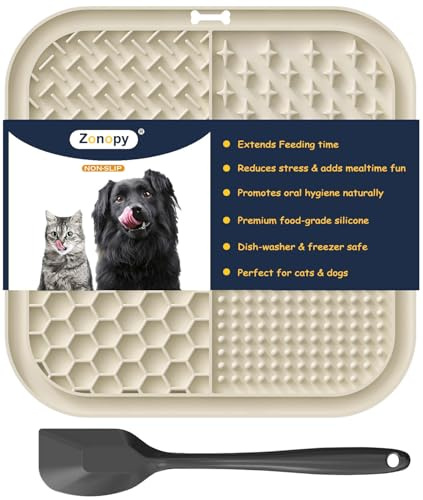 Zonopy Tapis à lécher pour chiens et chats avec ventouses, 1 lot carré d'alimentation lente pour soulager l'anxiété et l'ennui, jouets pour chiens pour les garder occupés, tapis de bain pour le