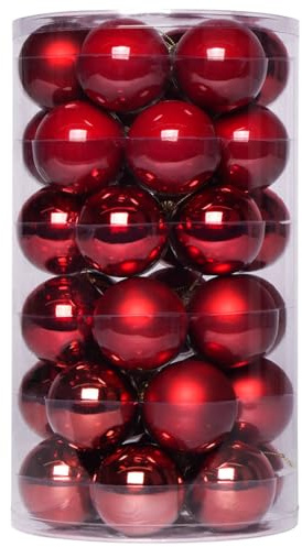 Homucasa 36-teilig Weihnachtskugeln Rot Glas 6 cm, Christbaumkugeln mit Glänzend Matt Perlmutt Weinrot, Weihnachtsbaumkugeln mit Aufhänger für DIY Weihnachtsbaum Deko Familienfreude