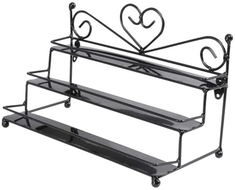 Veemoon Soporte para Esmaltes de Uñas y Organizador de Maquillaje de Hierro Negro, Diseño de Triple Capa 27X15.5X13 CM, Multiuso, Ordenado y Elegante Hogar