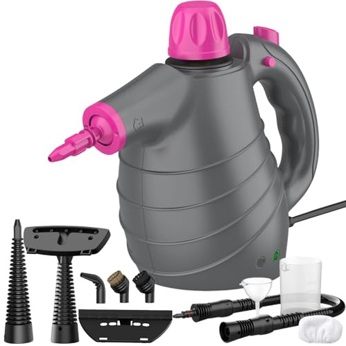 AUIFFER Dampfreiniger Handgerät Tragbarer - 10 Zubehör 1050 W 105℃ 450ML Druck-3,5Bar Steam Cleaner für Haushalt, Handdampfreiniger für alles Schmutz & Fett Boden Auto Polstermöbel Bad Fenster Teppich