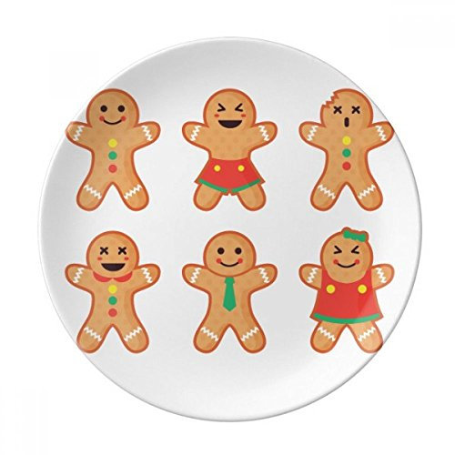DIYthinker Pain d'épice de Noël Hommes décoratifs en Porcelaine Assiette à Dessert 8 Pouces Dîner Accueil Cadeau 21cm diamètre Multicolor