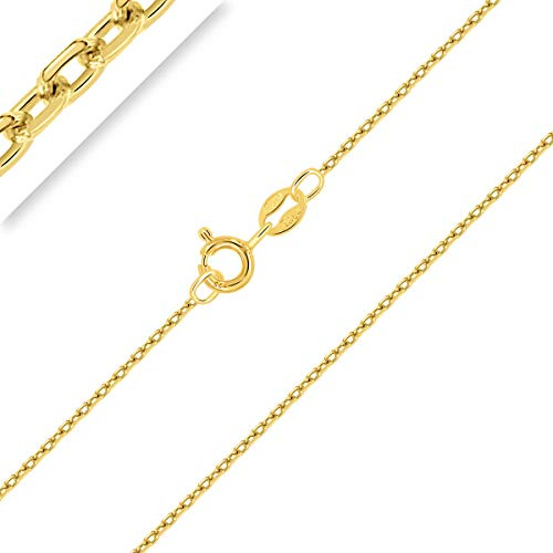 PLANETYS - Collier - Chaîne Argent 925/1000 - Maille Forçat Diamantée - Plaqué Or Jaune 18 Carats - Largeur : 1 mm - Longueur : 60 cm