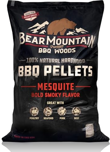 Bear Mountain BBQ Premium All Natural Earthy and Bold Mesquite Smoker Wood Chip Pellets For Outdoor Gas, Charcoal, and Electric Grills, 40 Pound Bag