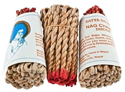 3 confezioni di incenso Nepalì corda Rope Nag Champa Satya Sai Baba 100% Natural Sogia Aroma Olor Artesano 120-140 bastoncini