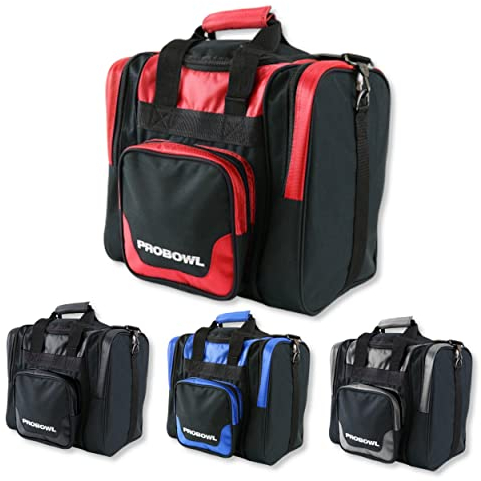 EMAX | Pro Bowl Bowlingtasche - Deluxe Single Tote | Bowling-Ball-Tasche mit Schuhfach | EIN-Ball-Tasche | Bowling Bag | Schwarz/Rot