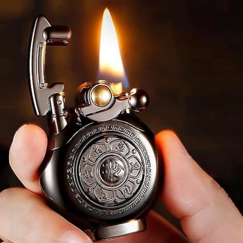 LLIANG Vintage Antique Kerosene Lighter - Reusable Windbreak Cool Lighter - Birthday Gift for Men's Dads and Husbands (Black)