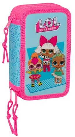 LOL Surprise Divas Schulmäppchen mit 36 Utensilien, Federmäppchen für Kinder, ideal für Kinder von 5 bis 14 Jahren, bequem und vielseitig, Qualität und Widerstandsfähigkeit, 12,5 x 5,5 x 19,5 cm, Blau
