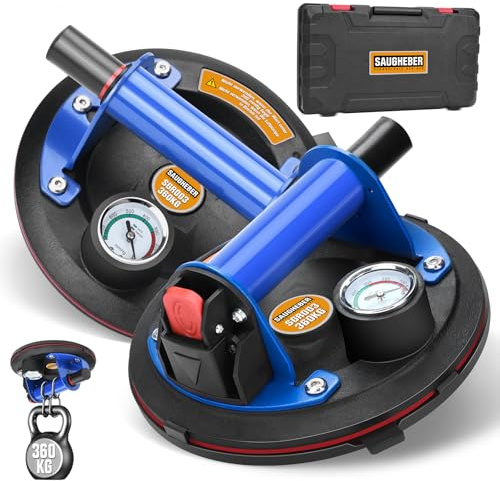 2-pack 8 tum glaslyft med manometer och metallhandtag, glaskakel marmor