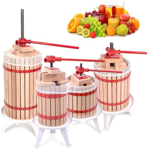 XINZI Presse à fruits, à vin, mécanique, 12 l, presse-pommes, presse-fruits et baies, moulin à fruits mobile, avec filet de presse et manivelle