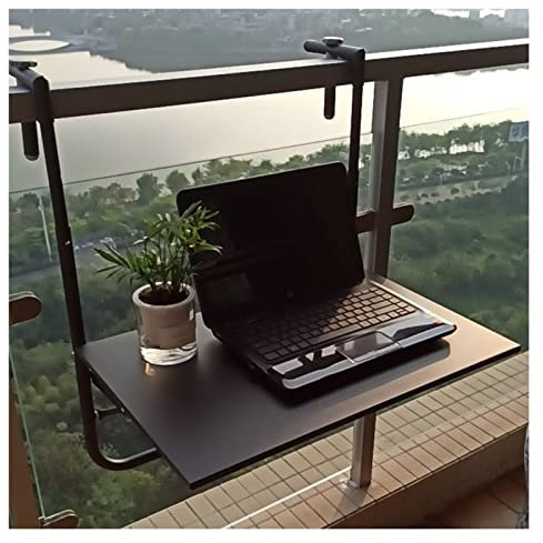 JXIPANUL Balkon-Hängetisch, faltbar, Balkon-Klapptisch, für den Außenbereich, klappbarer Geländertisch, hängend, verstellbar für Bar, Terrasse, Veranda, Deckgeländer, Garten, Balusterfenste