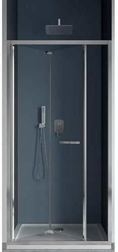 Impalli - Cabina de ducha completa de 195 cm de altura extensible de 72 a 76 cm con 2 puertas de ducha, cierre tipo libro, cabina de ducha de cristal templado de 6 mm, reversible, acabado