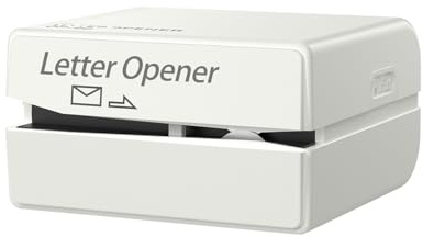Battery Operated Electric Letter Opener - Portable Efficient Electric Envelope Opener, Mail Opener, Universal Mail Cutter Tool for Office & Home Use, White