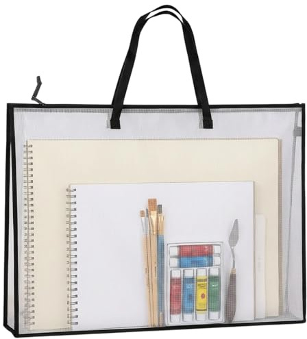 Zeichenmappe A2, Sammelmappe A2 mit praktischem Aufbewahrungssystem,Mappe für Zeichnungen und Dokumente, Professionelle Organisationslösung mit transparentem Design, （61,5x47 cm）