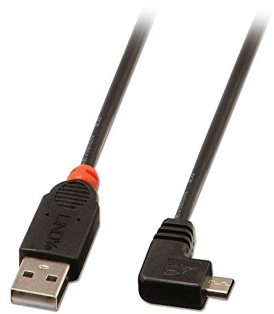 Lindy 2m USB Micro-B Cable, 90 Degree Right Angle