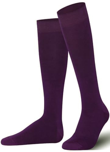 Mysocks Unisex knästrumpor långa strumpor, tillverkade av extra finkammad bomull | sömlös tå | mjukt latexband, lila, 37-41 EU
