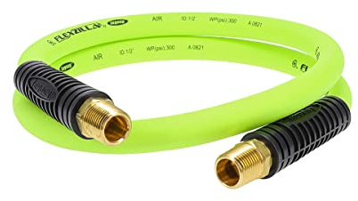 Flexzilla HFZ1204YW4S Swivel Whip Air Hose 4 Ft | 1/2 MNPT Swivel x 1/2 in MNPT Ends | Extreme All Weather Flexibility | Lightweight