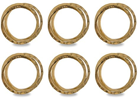 DII Decorative Basic Intertwined Napkin Ring Set, Gold, 6 Count