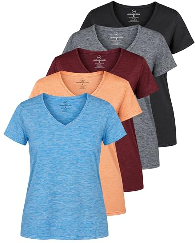 5 Pack Womens Dry Fit V Neck Workout Tops Athletic T Shirts Gym Yoga Tees