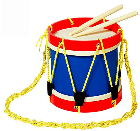 MUSICUBE Kids 8 Inch Drum Set with Adjustable Strap and 2 Wooden Drum Sticks - Musical Instrument Gift Choice