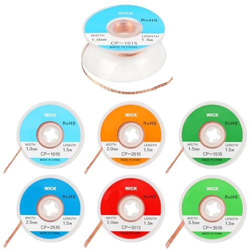 7 Rollen Entlötlitze Entlötdraht Entlötlitze mit Flussmittel Löten Docht Entlöten Braid Draht Entlöten Braid Draht Solder Lötzinn Entferner für Lötkolbenstation (Größe: 1.0/1.5/2.0/2.5/3.0/3.5mm)